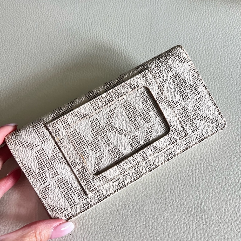 Beige Monogram Wallet with Logo Design
